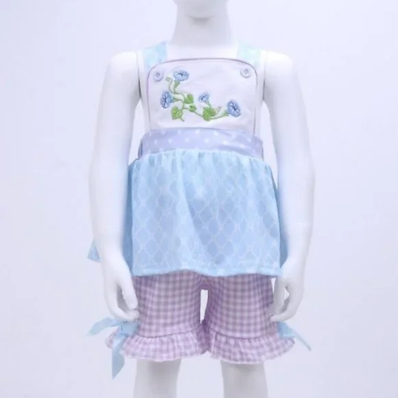 Boutique Girls Flower Tunic Dress & Ruffle Shorts Outfit - Picture 6 of 7